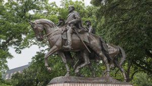 This statue of Confederate Gral. Robert E. Lee was vandalized in Dallas in August 19th.