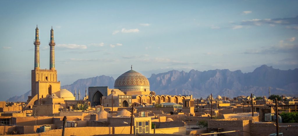 Sunset over ancient city of Yazd, Iran
