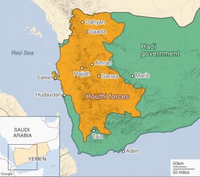 map, civil war in Yemen