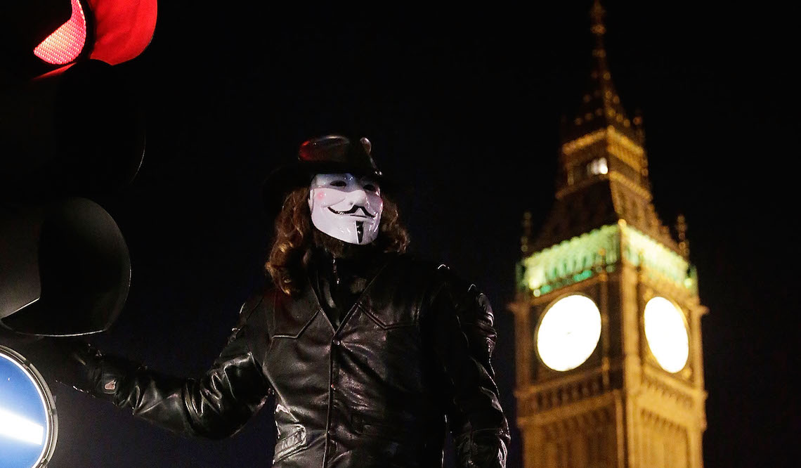 марш протеста анонимусов в лондоне