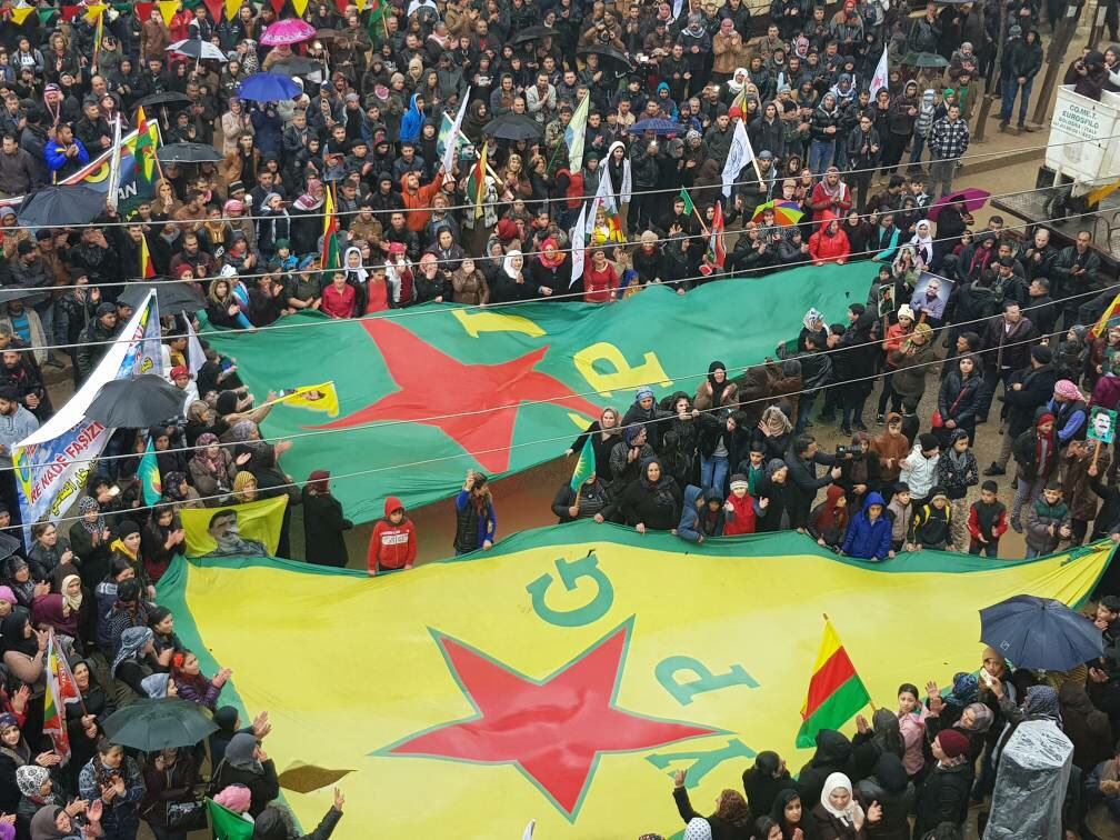 Митинг курдов в Африне против турецкой операции. 