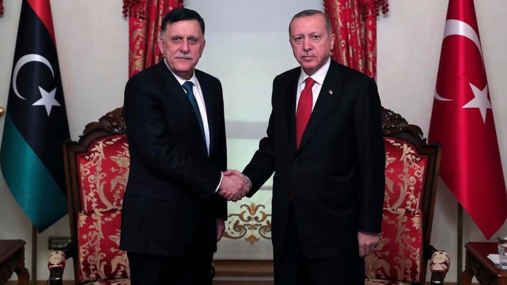 премьер ливийского ПНС Аль-Сарадж и глава Турции Эрдоган