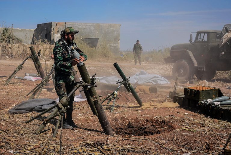 epa07563360 A handout photo made available by the Syrian Arab News Agency (SANA), shows a Syrian army soldier prepares to target terrorists' area, during an operation to liberate the village of Kafar Naboudeh, in Hama, Syria, 11 May 2019. According to SANA, the liberation of the town was achieved following precise and accurate operations targeting the terrorists' positions in the town, paving the way for expanding the secure area in Hama's northern countryside to include al-Bana, al-Arima, Tel Othman, Qalaat al-Madiq, and Bab al-Taqa.  EPA-EFE/SANA HANDOUT  HANDOUT EDITORIAL USE ONLY/NO SALES