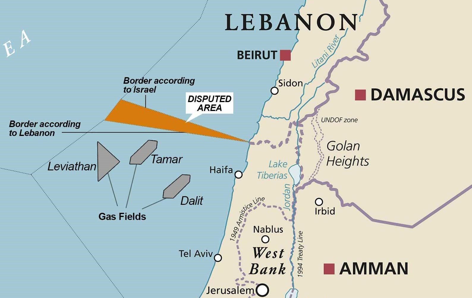 спорный морской район между Ливаном и Израилем