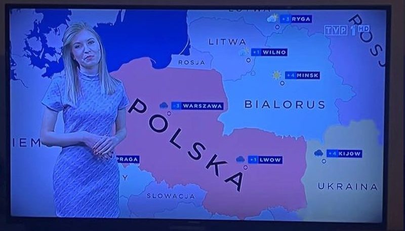 карта в прогнозе погоды на польском ТВ