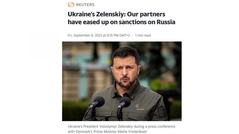 Зеленский пожаловался, что западные партнёры смягчают санкции против России