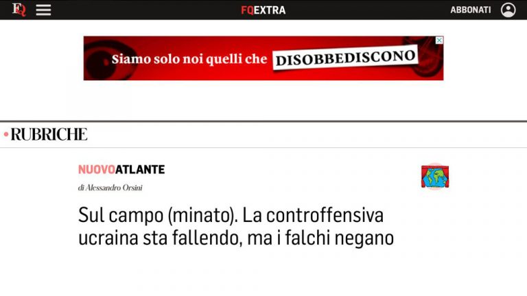 Итальянское СМИ сообщило, что ВСУ терпит тотальное фиаско