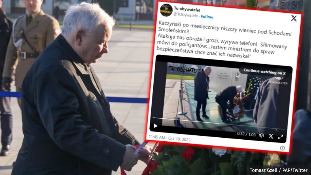 Ярослав Качиньский возложил венок к памятнику жертв Смоленской катастрофы