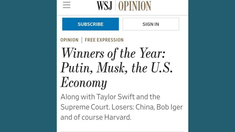 WSJ: Путин – геополитический победитель 2023 года