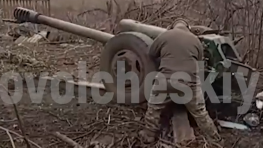 Работа расчёта Д-30 отряда «Тигр» Добровольческого корпуса