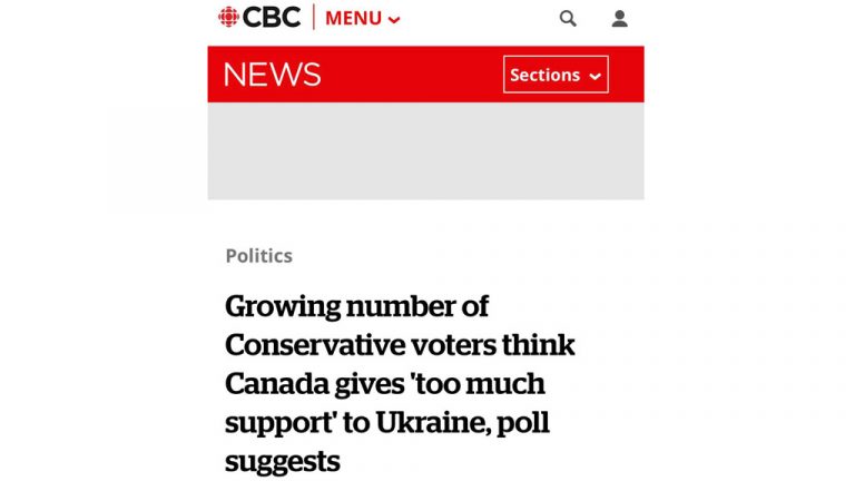 Уровень поддержки канадским обществом Украины снижается